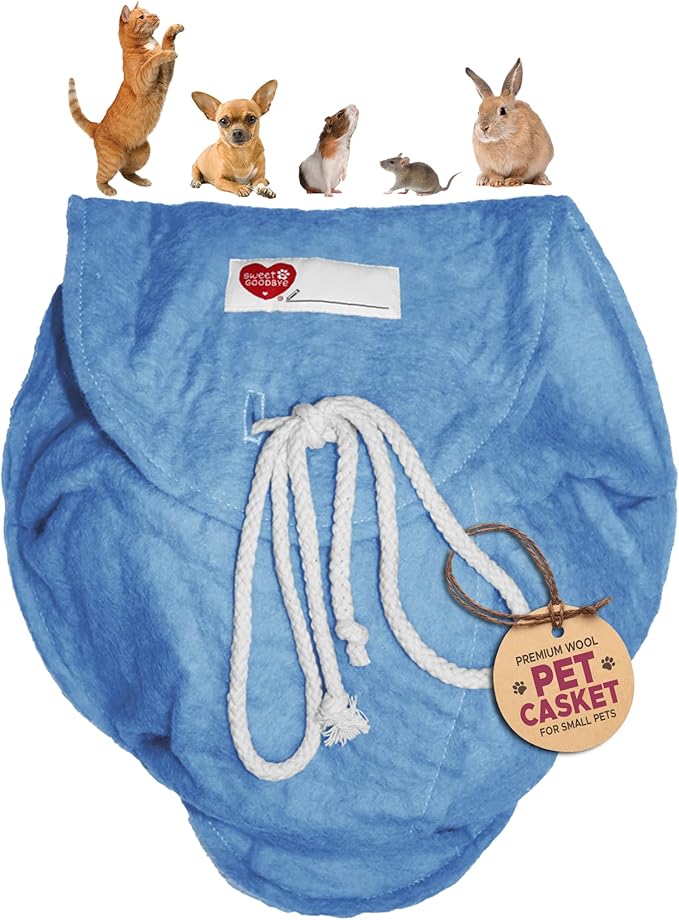 Cloud® Eco-Friendly Pet Burial & Cremation Ceremony Kit - Casket for Smaller Pets: Rabbits, Hamsters, Gerbils, Birds, Fish, Reptiles, Small Cats (Large, Light Blue)