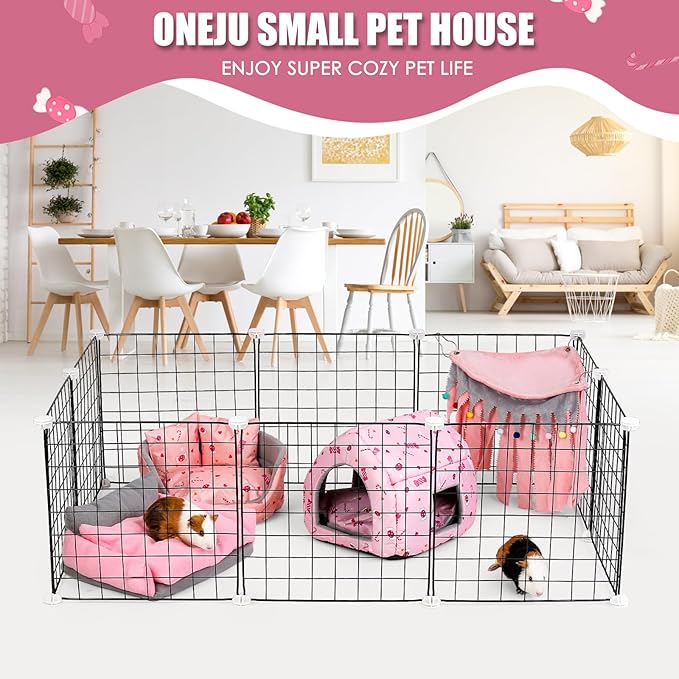 Guinea Pig Hideout - Guinea Pig Bed, Bunny Hideout, Rabbit Bed, Ideal House Bed for Small Pets, Pink Candy Pattern