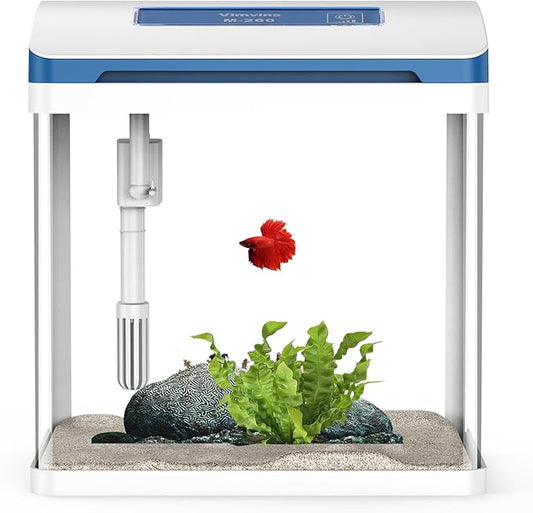 Betta Fish Tank 5 Gallon Glass Aquarium Starter Kit, Small Fish Tank with Filter and Light.