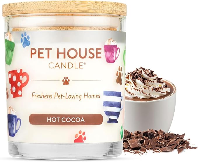One Fur All Pet House Christmas Candles, Long Lasting, Clean Burning, Soy Wax Scented Pet Friendly Candles for Odor, Hot Cocoa