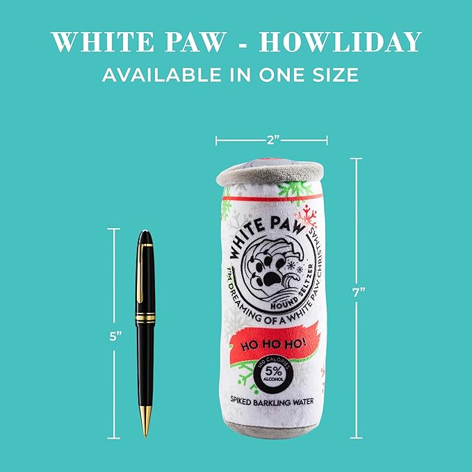 Haute Diggity Dog White Paw Howliday Plush Dog Toy for Small, Medium & Large Dogs, Interactive Funny Holiday Squeaky Toys, Soft, Durable, Machine-Washable, Safe & Cute Birthday Gift for Dogs, One Size
