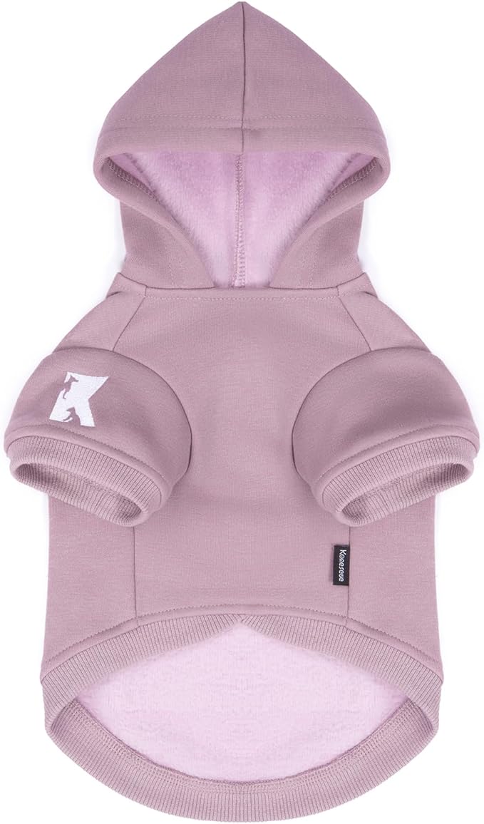 Koneseve Dog Hoodie & Cat Sweater, Warm Fleece Hooded Sweatshirt with Pocket for Small to Large Pets, Cozy Winter Outfit, Purple, 2XL