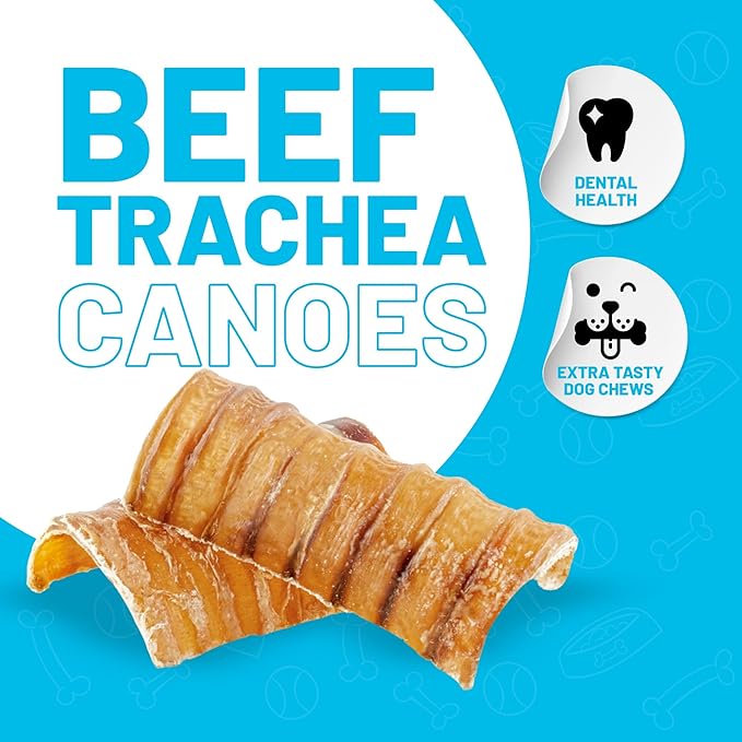Sitka Farms Beef Trachea Canoes 3" Split Trachea - 50 Count - 100% Natural Single Ingredient - Rich in Glucosamine and Chondroitin - Healthy and Easy Digest Cow Premium Treat