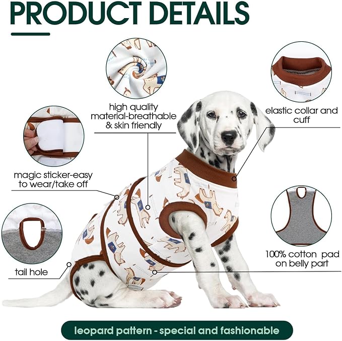 Kuoser Dog Recovery Suit for Post-Surgery Care, Spay Neuter Bodysuit for Female & Male Dogs, Anti-Licking Surgical Onesie, Snug Fit for Abdominal Wound Protection & Skin Healing, BrownPony XXL
