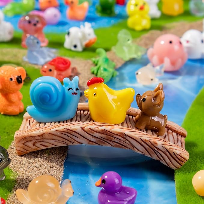 120pcs Mini Resin Animals 120 Styles Variety Tiny Animals Figures Miniature Little Small Animal Figurines Bulk for Micro Fairy Garden Landscape Accessories Hide Crafts Decor Aquarium