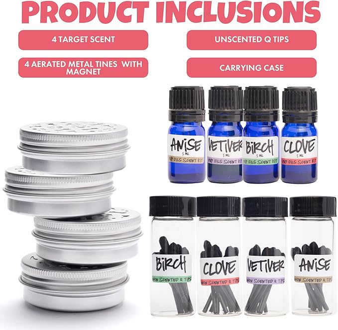 Ink Oil - Pup Scent Work Starter Kit I Dog Scent Training Kit I Complete Nose Scentwork - Anise, Birch, Clove & Vetiver Flavour I Portable Small Aid Kit for Pet Home Trainer - Pure Essential Oils Sets