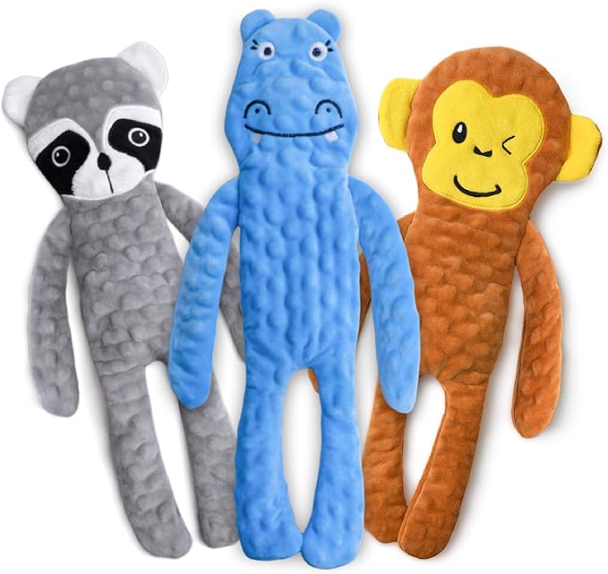 SHARLOVY No Stuffing Dog Toys Squeaky for Large Dogs, Crinkle Puppy Teething Toys to Keep Them Busy, Plush Interactive Doggie Long Lasting Chews for Aggressive Chewers