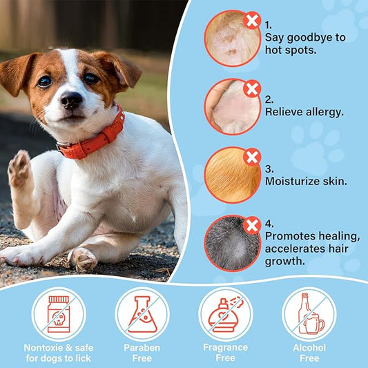 Dog & Cat Skin Care Roll-On with Coconut Oil (2.3fl oz) - Itch Relief, Hot Spot Treatment & Allergy Moisturizer for Fast Skin Repair & Hair Regrowth