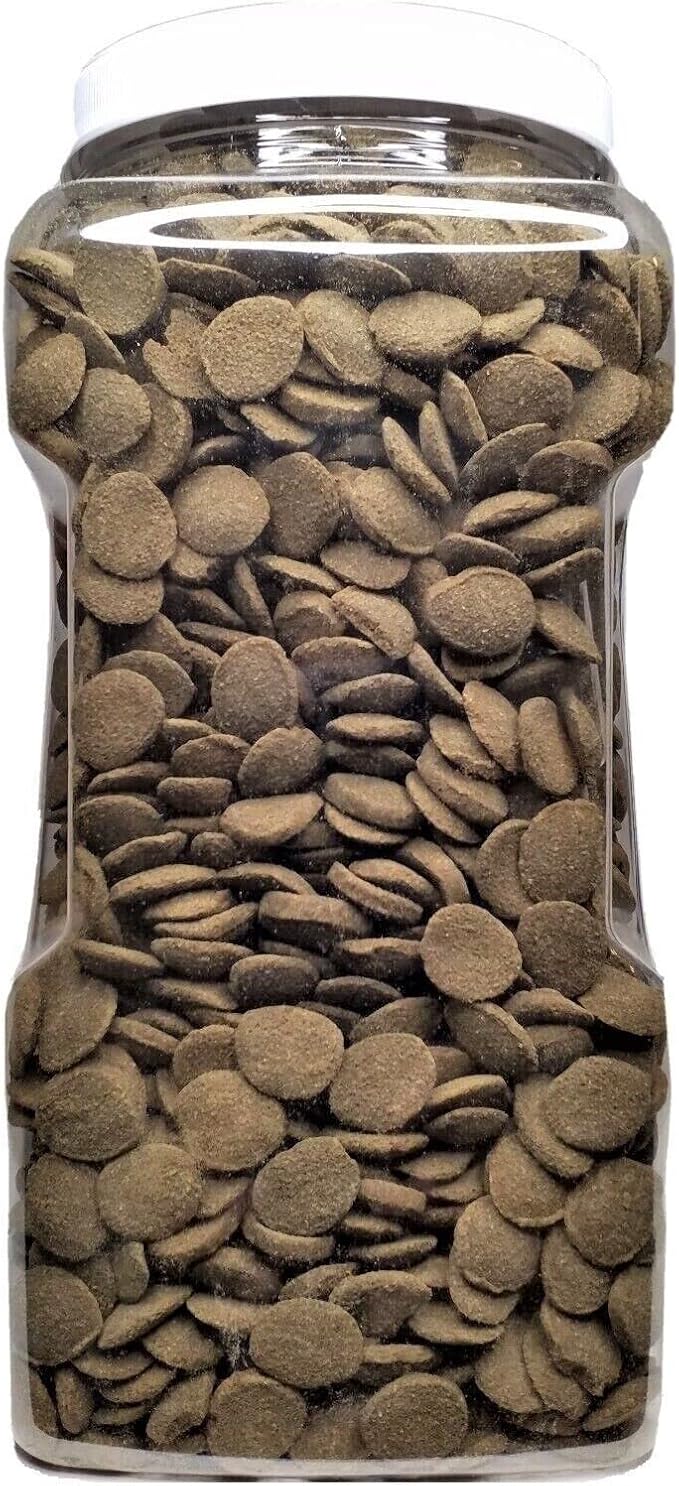 Aquatic Foods Inc. 18mm - 3/4" Wafers, Sinking & Floating for Both Bottom Fish & Surface Fish, Pond Fish, Shrimp, Snails, Crabs, Crayfish…1-lb & 10oz Med Jar