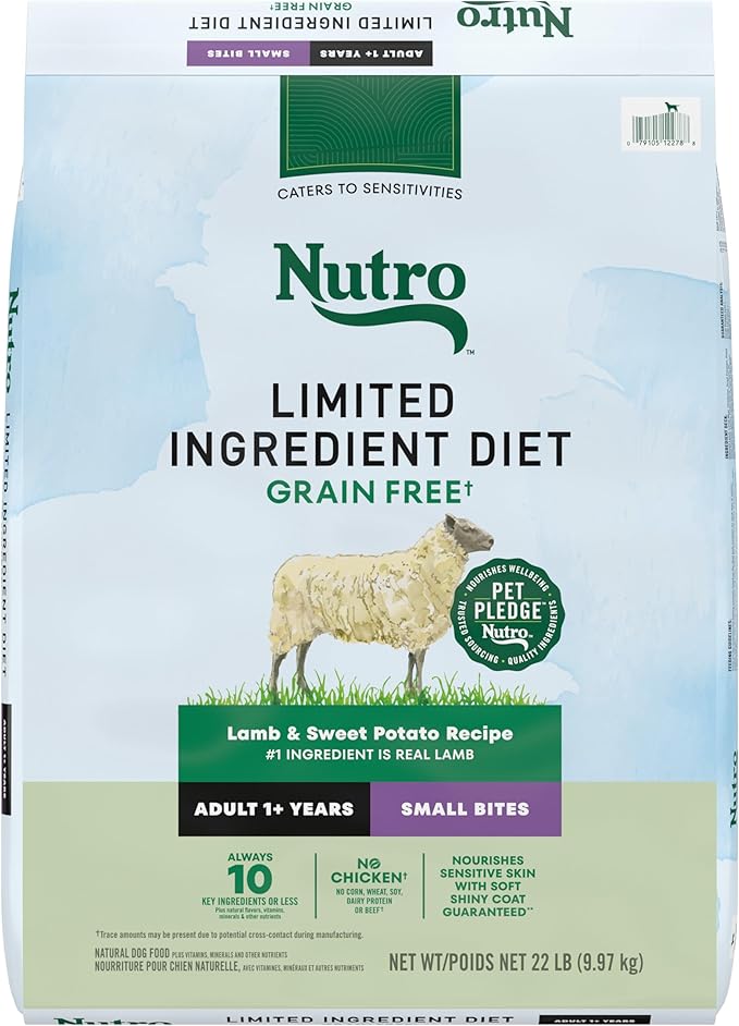 Nutro Limited Ingredient Diet Small Bites Adult Dry Dog Food, Lamb & Sweet Potato Recipe, 22 lbs.