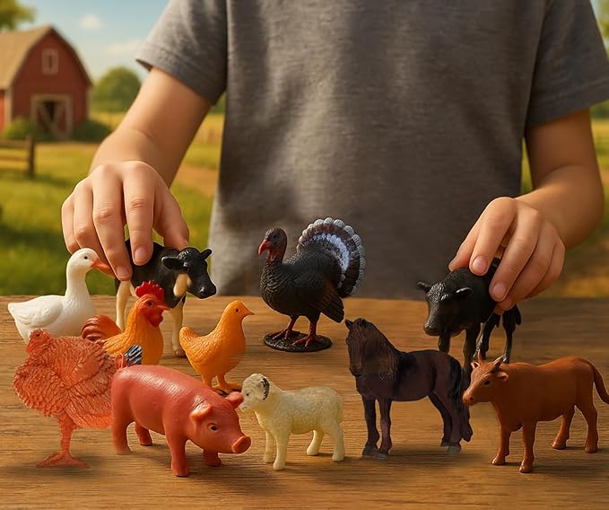 GiftExpress 12pc Large Farm Animal Toy Figures