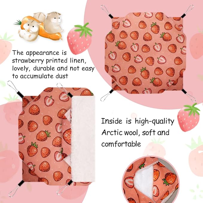 LYART Guinea Pig Rat Ferret Hammock and Warm Bed Small Pet Hideout Tunnel Cave Hanging Bunkbed Hammock Cage Toy for Hamster Sugar Glider Squirrel (1.Hammock)