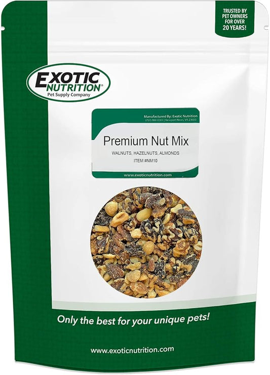 Premium Nut Mix - Unroasted, Unsalted Walnuts, Hazelnuts, Almonds - Food & Treat for Grey Squirrels, Ground Squirrels, Flying Squirrels, Parrots & Other Small Pets (14 Ounce (Pack of 1)