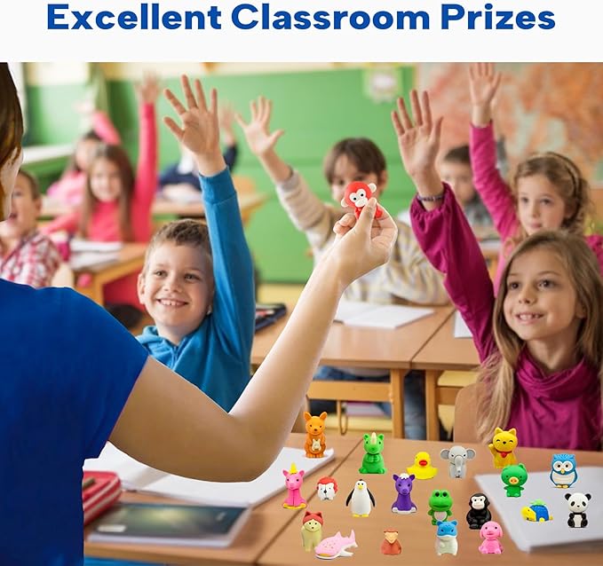 Animal Erasers for Kids, 35 Pcs Pencil Erasers Bulk Puzzle Eraser Mini Erasers Desk Pets Treasure Box Toys for Classroom Prizes School Supplies Kids Party Favors