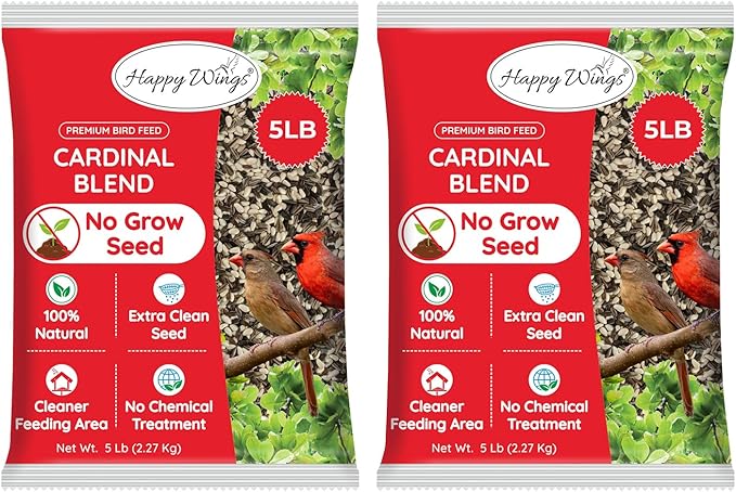 Cardinal Blend Bird Food, Mix of Sunflower and Safflower Seed, 10 Pounds - 5 Pounds Combo Pack of 2 | No Grow Seed | Bird Food for Wild Birds