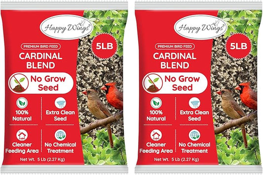 Cardinal Blend Bird Food, Mix of Sunflower and Safflower Seed, 10 Pounds - 5 Pounds Combo Pack of 2 | No Grow Seed | Bird Food for Wild Birds