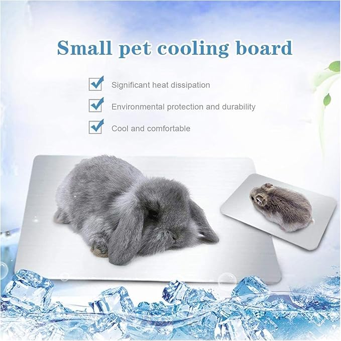 Rabbit Cooling Pad, 12x8 in Self Cooling Mat for Hamster Guinea Pig Chinchilla Bunny Kitten Cat and Other Small Animal, Pet Cool Ice Bed Plate Perfect for Hot Summer