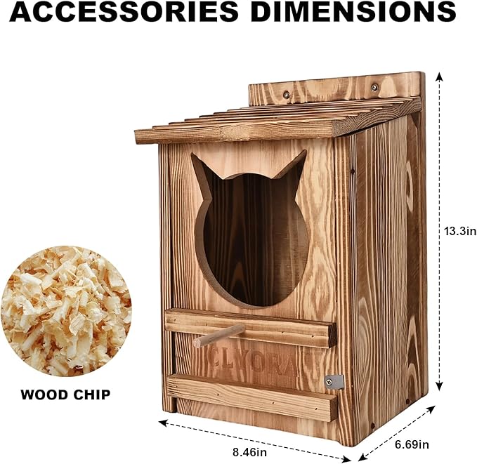 Owl House Wooden Building Kit for Adults Prebuilt Owl Box for Outside Nesting Box Large Handmade Wooden Circular Opening Bird Houses