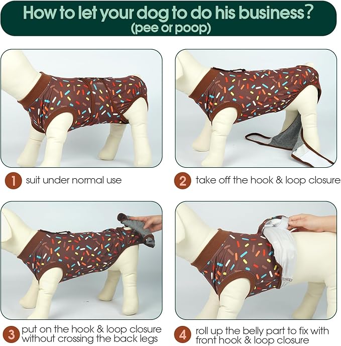 Kuoser Dog Recovery Suit for Post-Surgery Care, Spay Neuter Bodysuit for Female & Male Dogs, Anti-Licking Surgical Onesie, Snug Fit for Abdominal Wound Protection & Skin Healing, Brown XL