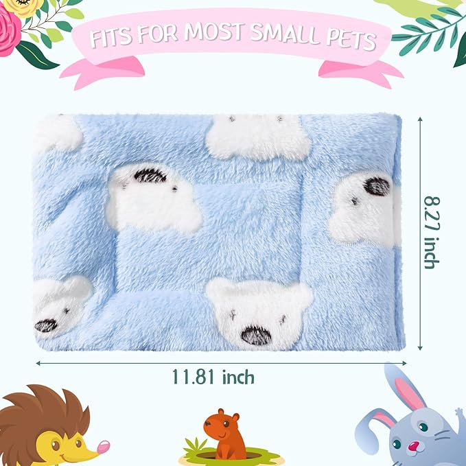Jetec 2 Pieces Guinea Pig Hamster Warm Mats Bed Hamster Sleep Pad Squirrel Hedgehog Soft Cushion Rabbit Chinchilla Bed Mat House Nest(Cute Color, Bear Pattern)