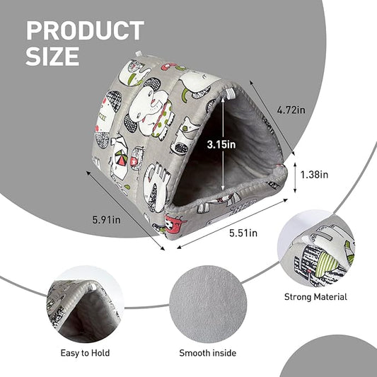 2Pcs Guinea Pig Corner Hideout, Bunny Hideaway, Hedgehog House, Rabbit Hides Accessories (Grey)
