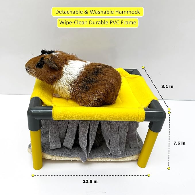 Guinea Pigs Bunk Bed,Hammock Loft Cot with Fleece Forest Hideout and Plush Mat for Small Animals - Rabbits,Chinchillas, Ferrets (Small)