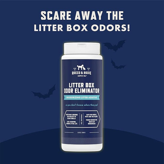 Rocco & Roxie Litter Box Odor Eliminator, Best Natural Urine Deodorizer, Cat Box Deodorizer, Smell Control, Odor Absorber, Safe for Kitty, 12 oz