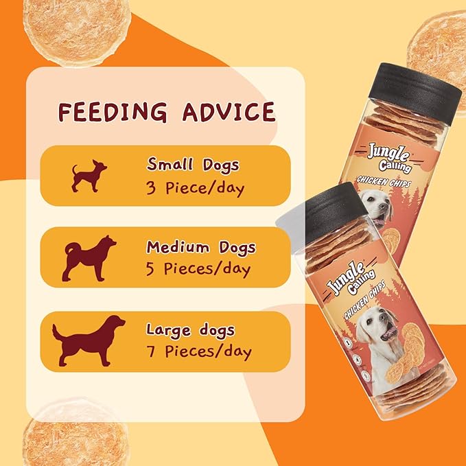 Jungle Calling Dog Treats, Single Ingredient Chicken Chips, Crunchy Jerky Chip Training Treat for Small Medium Large Breed Dogs, 6 oz