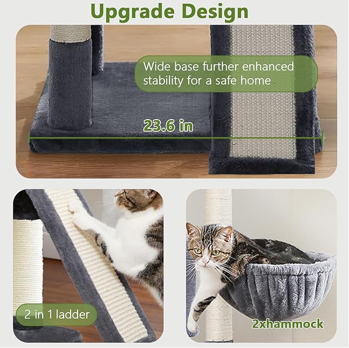 84.6" Multi-Level Tall Cat Tree Tower for Indoor Kitties Larger Cat Condo Furniture with Hammock Cozy Perches Sisal Scratching Posts XXL Pet House (84.6 inch Dark Gray)