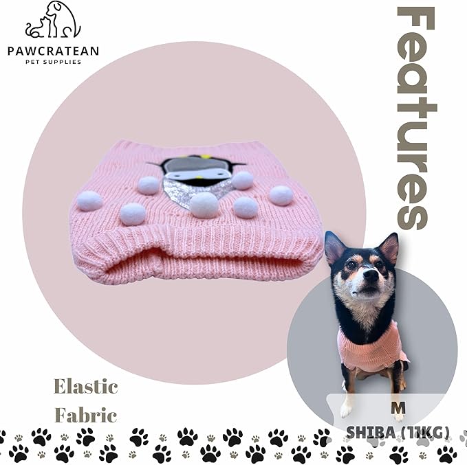 Cute Sweater for Dogs and Cats Soft Flannel Pet Outfit Warm and Cozy Animal Hoodie Small to Large Pet Clothes for Halloween Parties and Everyday Wear (Medium, Pink Pinguin)