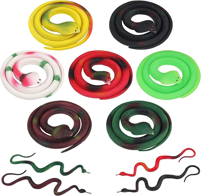 11 Pieces Toy Snakes, 30 Inch Rubber Snakes 16 Inch Fake Snake Realistic Snake for Garden Props to Keep Birds Away, Pranks, Boys’ Favorite, Pool Party, Bathtub Floater