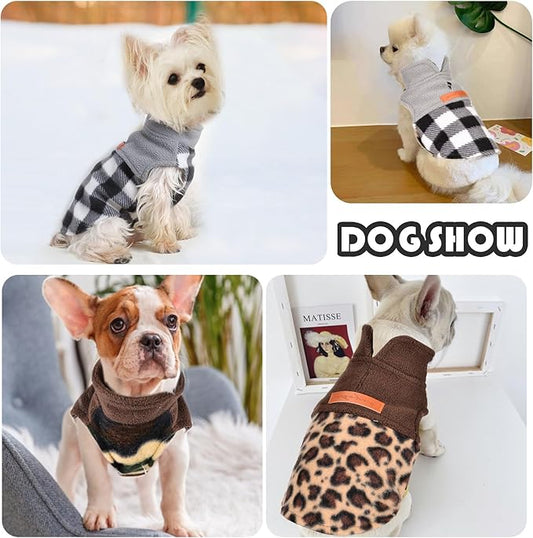 Small Dog Sweater - Fleece Vest Dog Sweater - Plaid Puppy Sweaters for Small Dogs Girl Boy - Doggie Winter Clothes - Fleece Doggy Outfit- Cat Sweatshirt, XXS, Grey