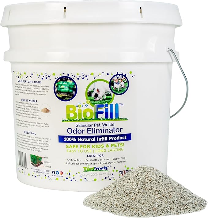 BioTurf Granular Turf Infill – Naturally Derived Turf Deodorizer for Pet Urine and Poop, Yard Odor Eliminator for Artificial Grass – Safe for Pets, Kids & Outdoor Use – 3.5 Gallon Pail