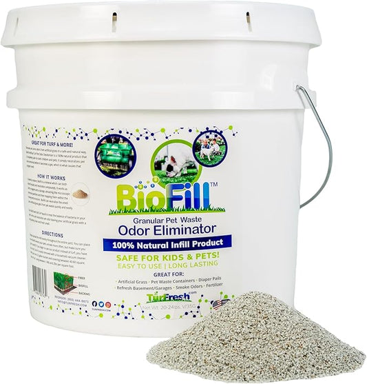 BioTurf Granular Turf Infill – Naturally Derived Turf Deodorizer for Pet Urine and Poop, Yard Odor Eliminator for Artificial Grass – Safe for Pets, Kids & Outdoor Use – 3.5 Gallon Pail