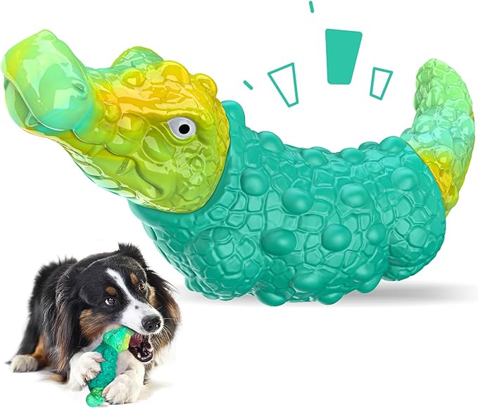Dog Toys for Aggressive Chewers - Indestructible Dog Toy Squeaky Chew Toys to Keep Them Busy for Large and Medium Breeds, Bacon Flavor (Yellow Green)