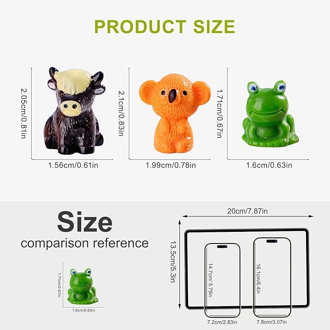 52pcs Mini Resin Animal Figures Bulk Duck Mushroom Frog Tiny Resin Animals Little Small Figures Miniatures for Party Favors Bag Fillers Dollhouse Decor