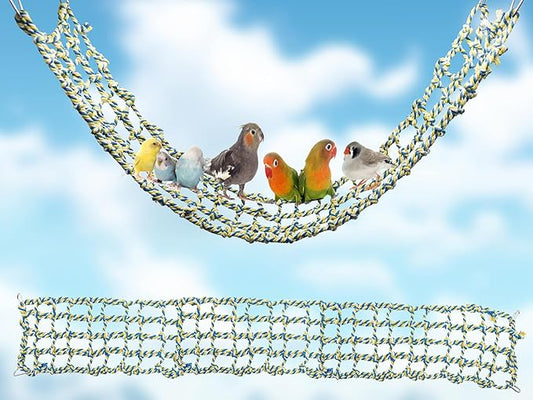 Colorful Bird Rope Net, Pet Hanging Hammock, Ladder Bridge, Small Animal Toy, Cage Decor Accessories for Rat Hamster Bird Ferret