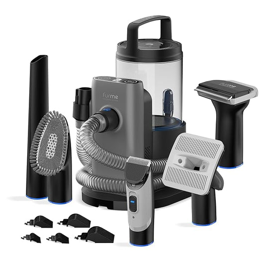 Professional Pet Grooming Vacuum Kit - Cat & Dog Grooming Kit for Easy Pet Care at Home, Quiet & Safe Dog Hair Remover Machine with Brush, Clipper, Shedding & Cleaner Tools & 2L Canister