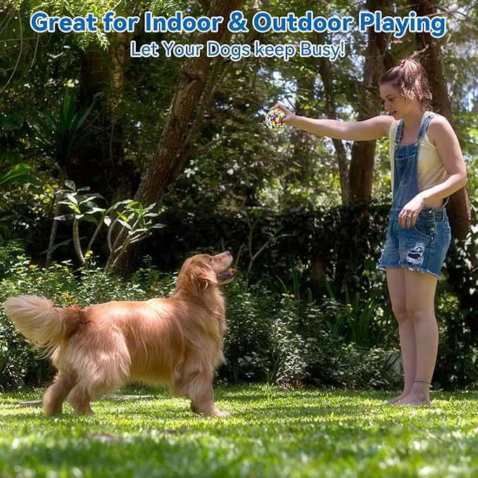 Indestructible Dog Balls - 2 Pack Dog Toys for Aggressive Chewers, Large & Medium Breed, Interactive Fetch Ball Toy for Dogs