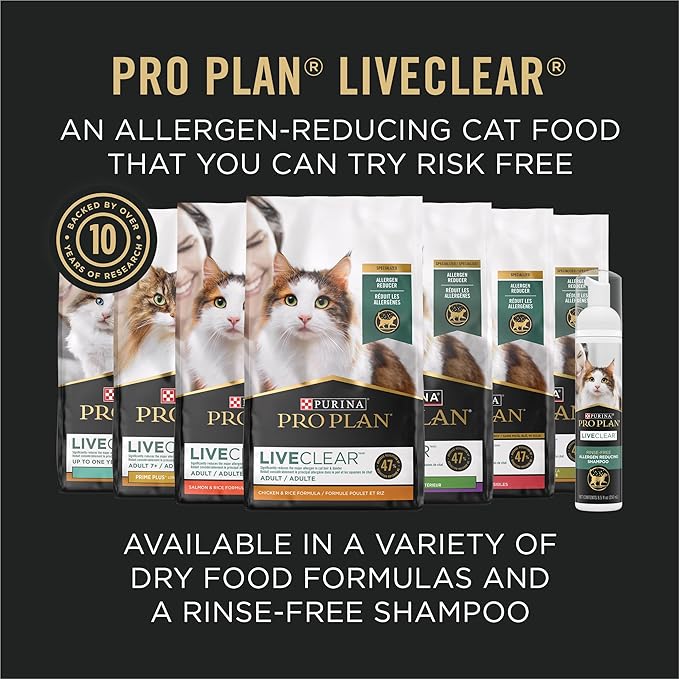 Purina Pro Plan Allergen Reducing, Sensitive Skin & Stomach, High Protein Cat Food, LIVECLEAR Turkey and Oatmeal Formula - 12.5 lb. Bag