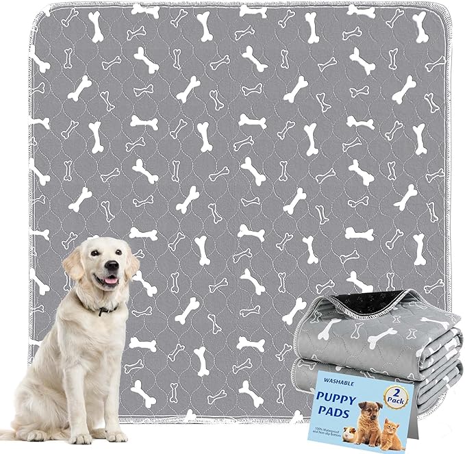 Washable Pee Pads for Dogs Large 48" x 48" 2-Pack Reusable Puppy Pads Pet Training Pads, Fast Absorb Dog Mats, Waterproof Whelping Pad, Non-Slip Protects Against Urine Leakage