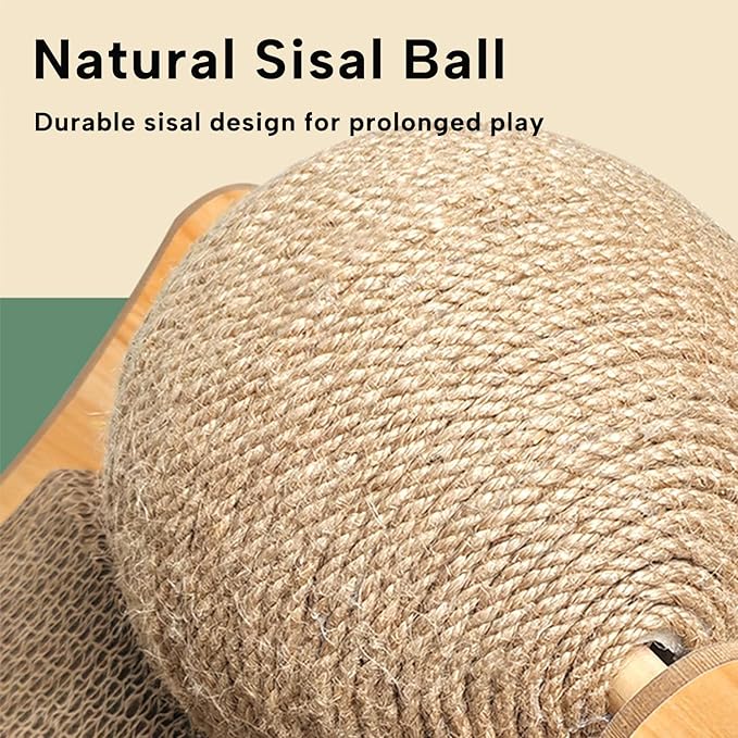 KEYIDE Extra Large Rabbit Ball Toy, 4.7in Natural Sisal Bunny Scratch Ball, Interactive Small Animal Toys for Chinchilla Guinea Pig Rat Playing Scratching Biting