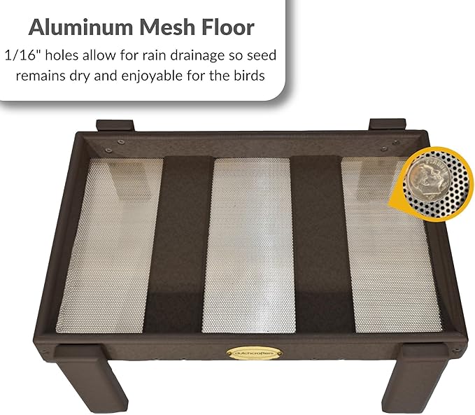 Amish American Made Platform Bird Feeder, Free Standing Ground Bird Feeders for Outdoors, Feeder for Wild Birds, Squirrel, Gift for Birdwatchers (Milwaukee Brown with Reinforcement)