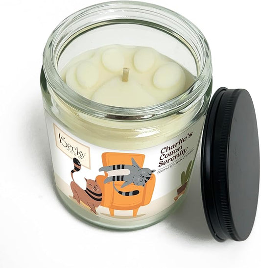 9oz Pet Odor Eliminator Deodorizer Candle, Long-Lasting Cotton Scented, Non Toxic, Natural Plant-Based Wax Blend