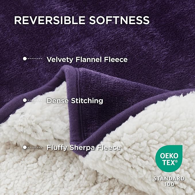 Bedsure Waterproof Dog Blankets for Medium Dogs - Medium Cat Blanket Washable for Couch Protection, Sherpa Fleece Puppy Blanket, Soft Plush Reversible Throw Furniture Protector, 30"X40", Eggplant