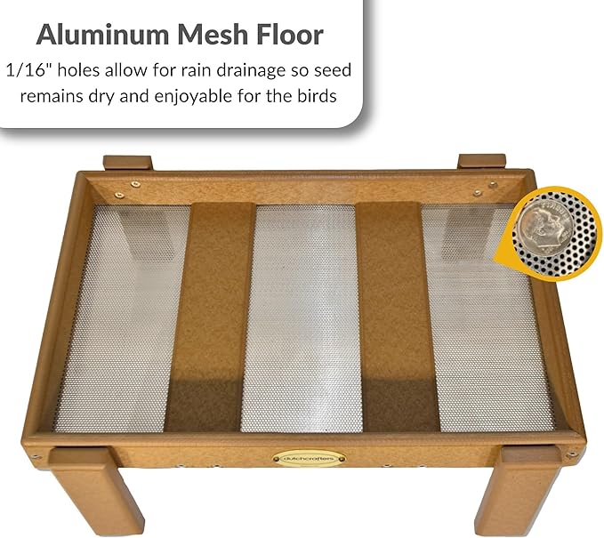 Amish American Made Platform Bird Feeder, Free Standing Ground Bird Feeders for Outdoors, Feeder for Wild Birds, Chicken, Squirrel, Gift for Birdwatchers (Cedar with Reinforcement)