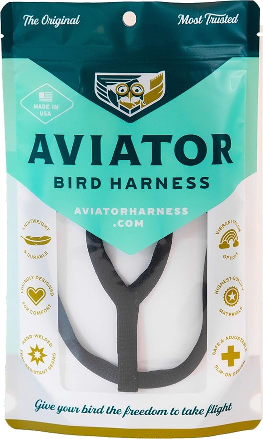 The AVIATOR Pet Bird Harness and Leash: X-Small Black