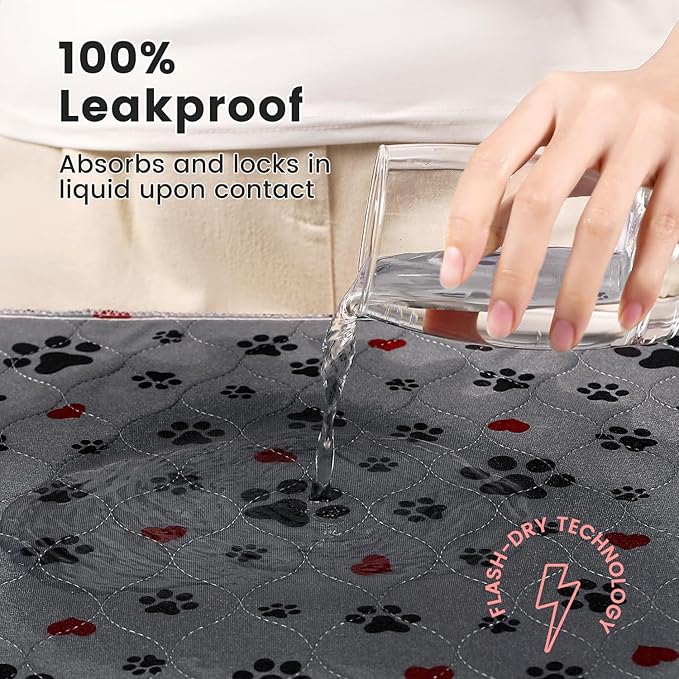 Washable Pee Pads for Dogs,4 Pack Extra Large 24"x24" Super Absorbent Reusable Puppy Pads,Non-Slip 100% Waterproof Dog Pee Pads,Pet Training Pads for Couch, Crate,Potty Training,Floor