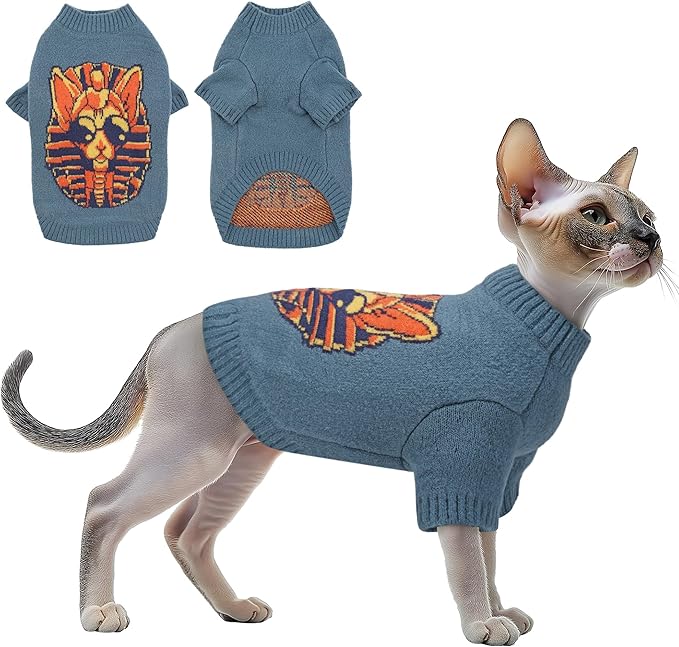 The Cat Ladies Sphynx Cat Sweater - Comfortable and Stylish Kitty Sweaters for Cats Only - Warm Cat Apparel Supplies - Shirt Designed for Hairless Cats - Sphynx Cat Clothes - M