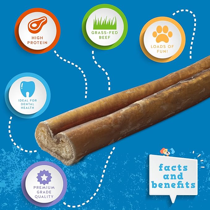 Jack&Pup 6-inch Bully Sticks for Aggressive Chewers (5 Pack) Dog Chews Long Lasting, Bully Sticks for Medium Dogs